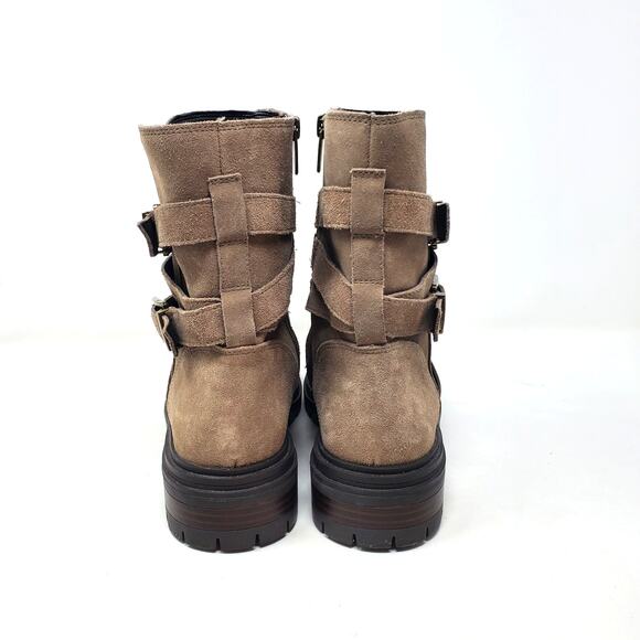 Vince Camuto Belisha 2 Moto Ankle Boots Suede Leather Taupe Tan Size 40 US 9 - Picture 6 of 11